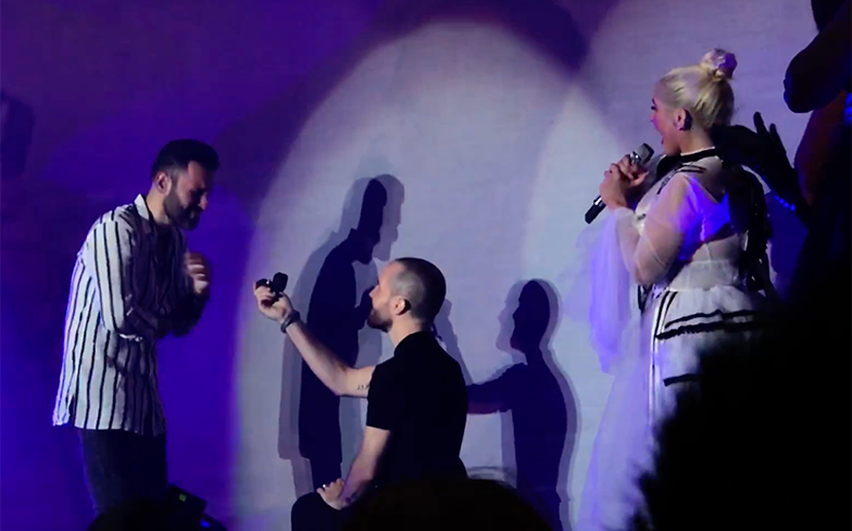 Christina Aguilera helped this gay couple get engaged on stage at her concert
