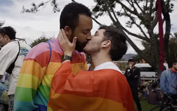 Hundreds hold ‘kiss-a-thon’ to support gay couple threatened in Colombia