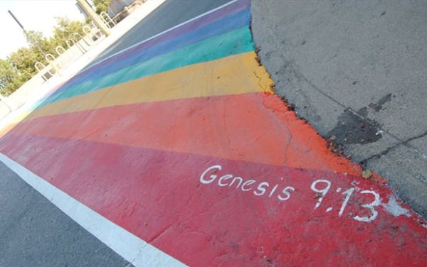 Rainbow crossing vandalised with Bible verse just days after installation