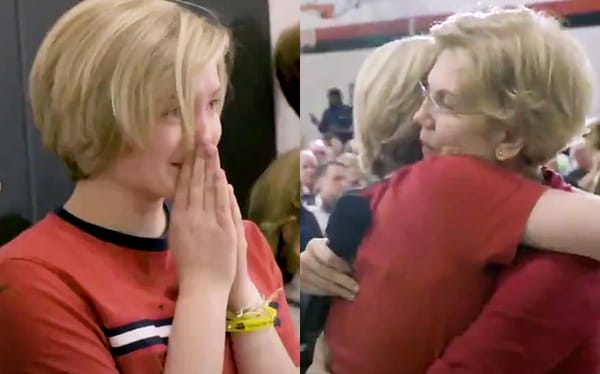 Elizabeth Warren shares emotional moment with LGBTQ teen at rally
