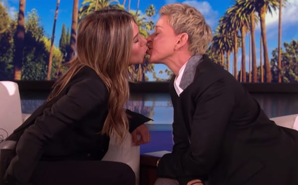 Ellen DeGeneres just shared a kiss with Jennifer Aniston on her show