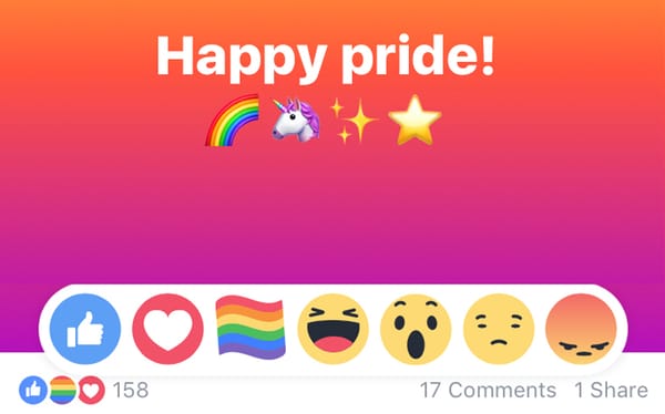 Facebook have decided to not bring back the Pride reaction emoji this year