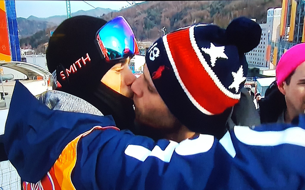 Gus Kenworthy kisses boyfriend on live TV during Winter Olympics