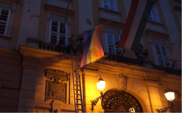 Former Hungarian MP arrested after tearing down and binning Pride flag