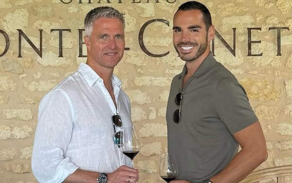 Former F1 driver Ralf Schumacher and his partner pack on the PDA during French getaway