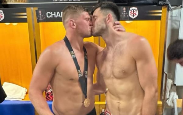 “Hottest thing I’ve seen”: Fans go feral for post-match kiss between rugby teammates