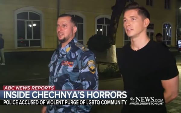 ABC journalist James Longman bravely tells Chechen police chief he’s gay