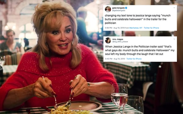 The best reactions to Jessica Lange saying gays “munch butts and celebrate Halloween” in The Politician