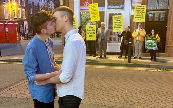 This gay couple went viral after sharing a kiss in front of anti-LGBTQ protesters