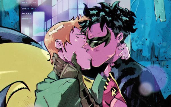 Robin and Bernard share their first kiss on the cover of Tim Drake: Robin #6
