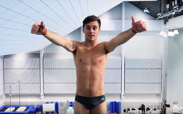Tom Daley wears Pride flag badge while collecting silver medal in Russia