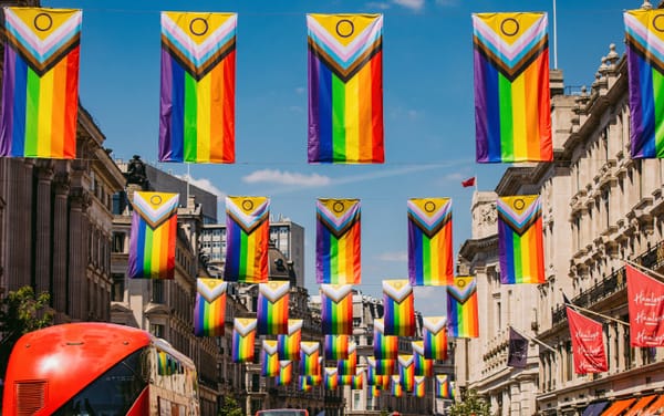 Regent Street hangs Intersex-Inclusive flags to mark 50 years of Pride in the UK