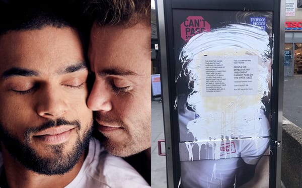 Homophobic vandals target HIV charity’s posters featuring gay couples