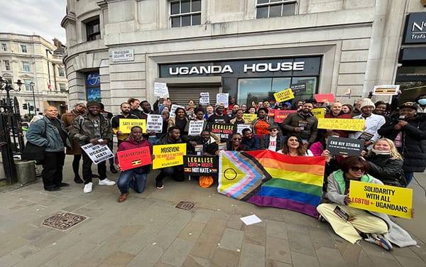 LGBTQ+ activists and groups gather in London to protest Uganda’s Anti-Homosexuality Bill