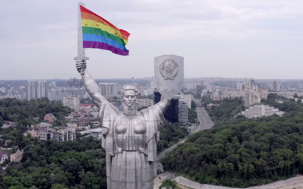 LGBTQ+ activists use drone to place Pride flag on Ukraine’s most idolised monument